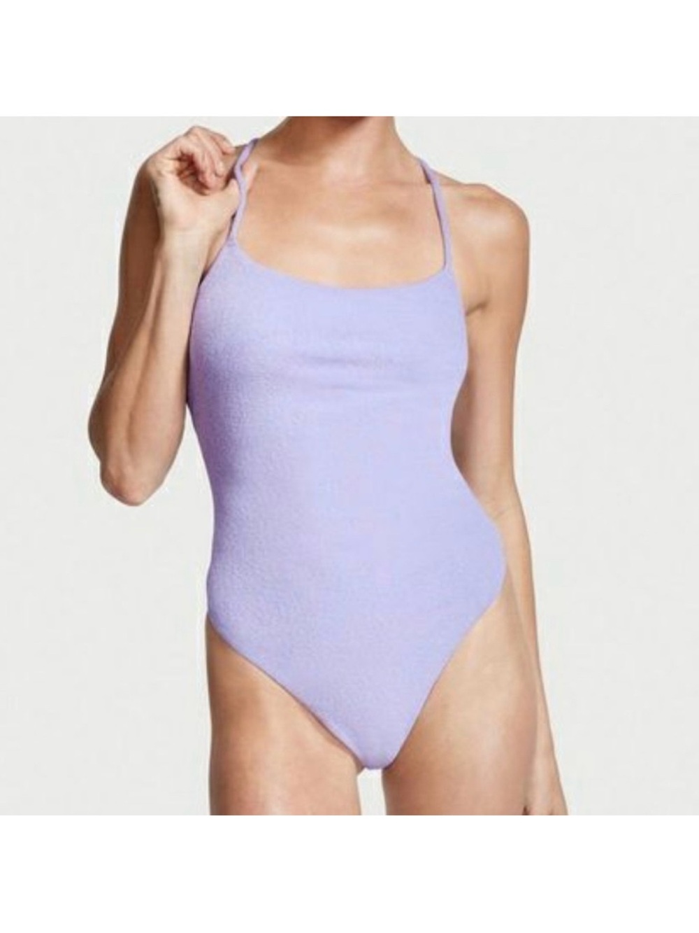 Victoria's Secret Lilac One-Piece Swimsuit Bathing Suit Criss Cross Back Tie
